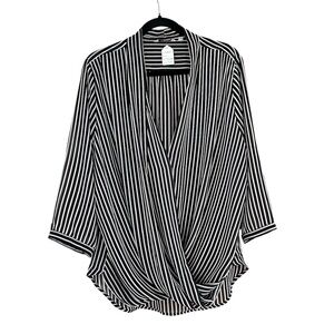 Reitmans Black & White Striped Wrap-Front Blouse Sz xxlarge